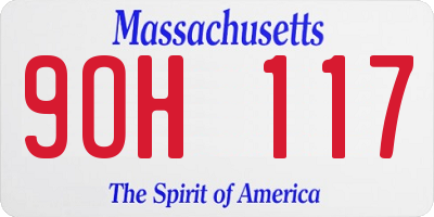 MA license plate 9OH117