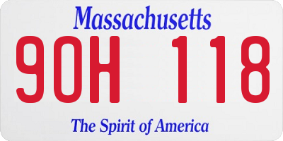 MA license plate 9OH118