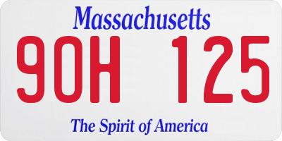 MA license plate 9OH125