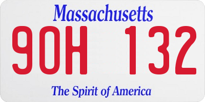 MA license plate 9OH132