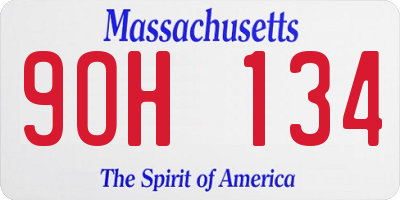MA license plate 9OH134