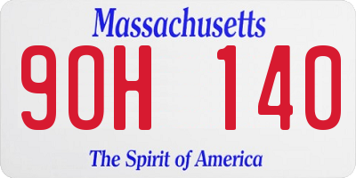 MA license plate 9OH140