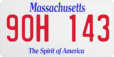 MA license plate 9OH143