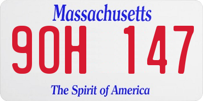 MA license plate 9OH147