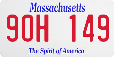 MA license plate 9OH149