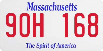 MA license plate 9OH168