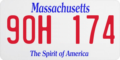 MA license plate 9OH174