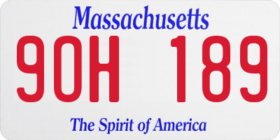 MA license plate 9OH189
