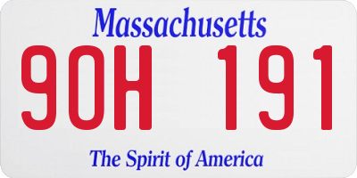 MA license plate 9OH191