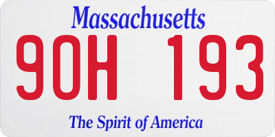 MA license plate 9OH193