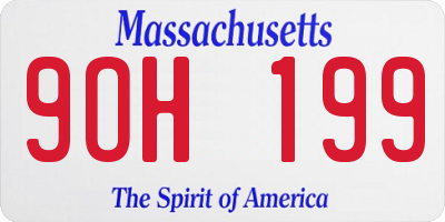 MA license plate 9OH199