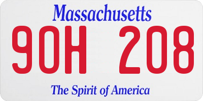 MA license plate 9OH208
