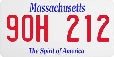 MA license plate 9OH212