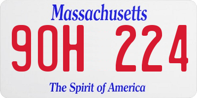 MA license plate 9OH224