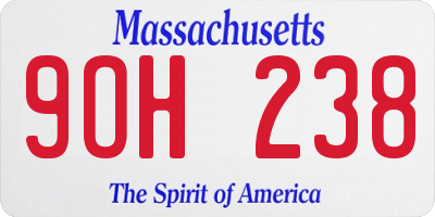 MA license plate 9OH238