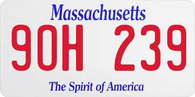 MA license plate 9OH239