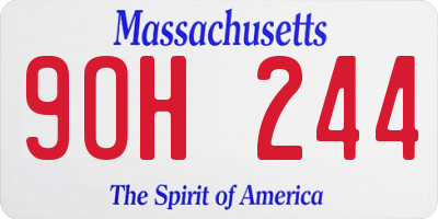 MA license plate 9OH244