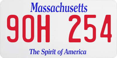 MA license plate 9OH254