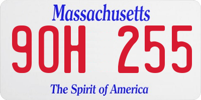MA license plate 9OH255