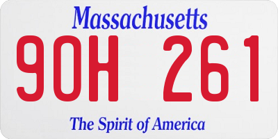 MA license plate 9OH261