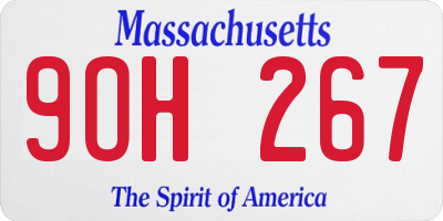 MA license plate 9OH267