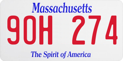 MA license plate 9OH274