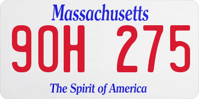 MA license plate 9OH275