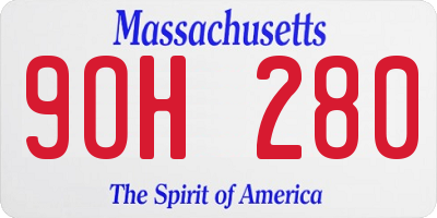 MA license plate 9OH280