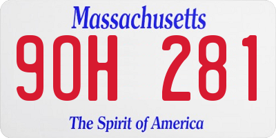 MA license plate 9OH281