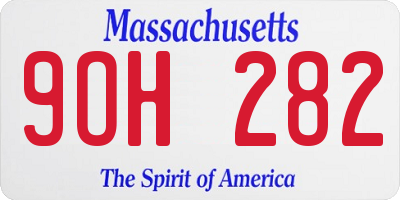 MA license plate 9OH282