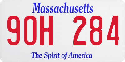 MA license plate 9OH284
