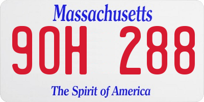 MA license plate 9OH288