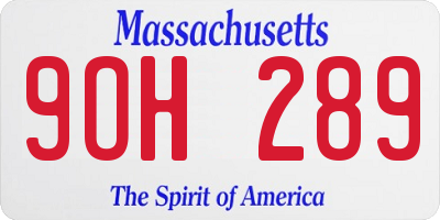MA license plate 9OH289