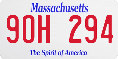 MA license plate 9OH294