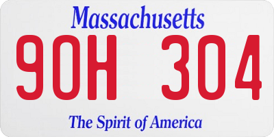 MA license plate 9OH304