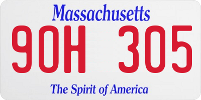 MA license plate 9OH305