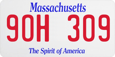 MA license plate 9OH309
