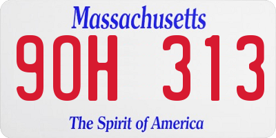 MA license plate 9OH313