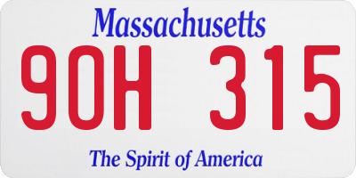 MA license plate 9OH315