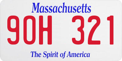 MA license plate 9OH321