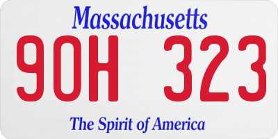 MA license plate 9OH323