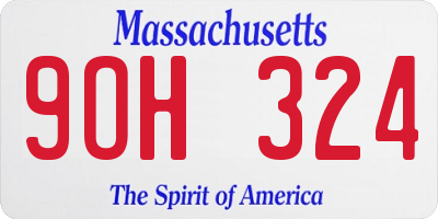 MA license plate 9OH324