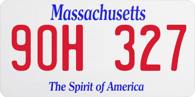 MA license plate 9OH327
