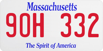 MA license plate 9OH332