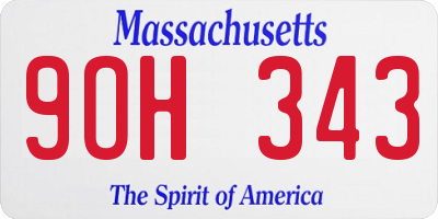 MA license plate 9OH343