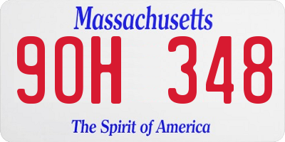 MA license plate 9OH348