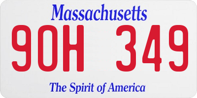 MA license plate 9OH349