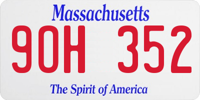 MA license plate 9OH352