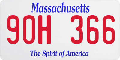 MA license plate 9OH366