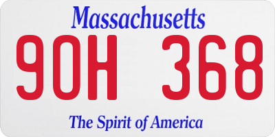 MA license plate 9OH368